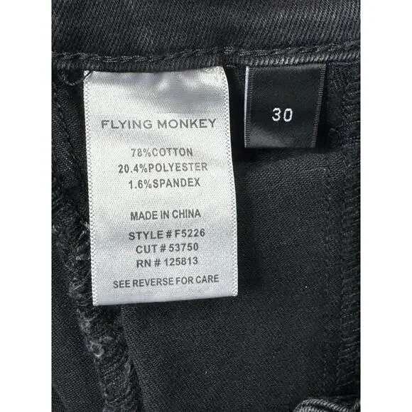 Flying Monkey Women's Notched Waist Straight Leg Black Jeans - Size 30 (32x32) - Picture 6 of 6